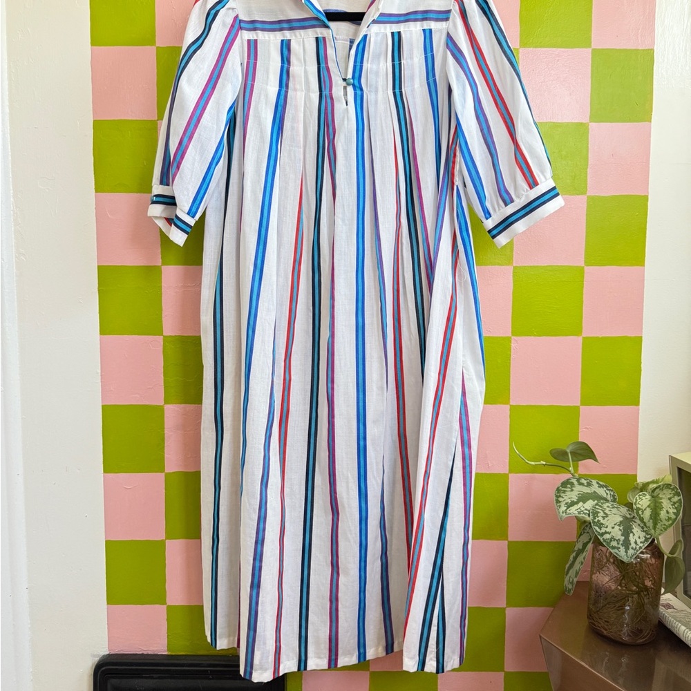 Vintage Montgomery Ward Striped Multicolor Midi Dress